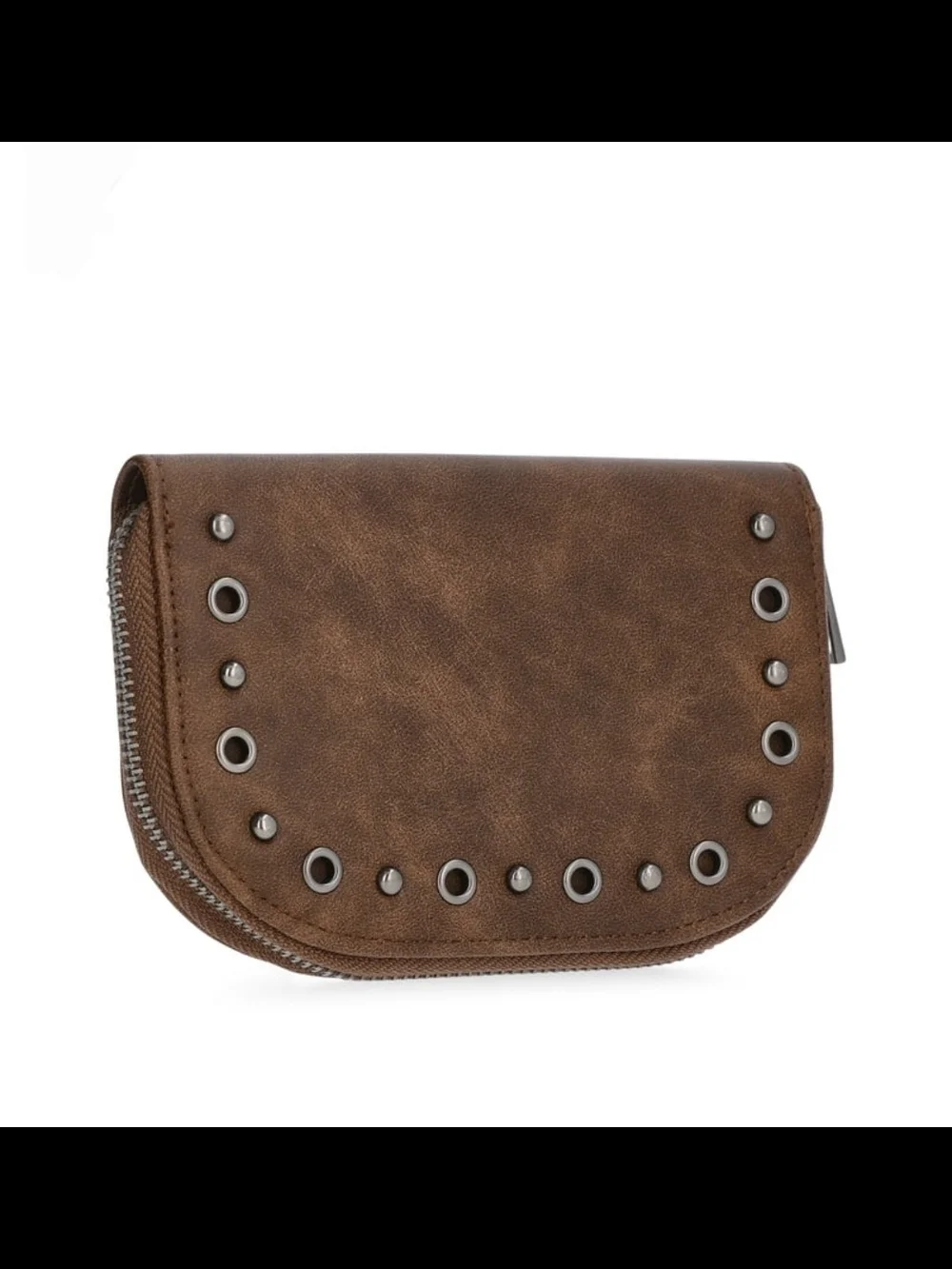 No Boundaries Women's Fashion Moto Rounded Wallet In Brown  NWT